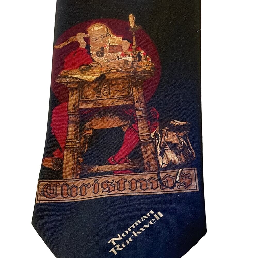 Norman Rockwell Saturday evening post Christmas Tie Santa necktie vintage 1994